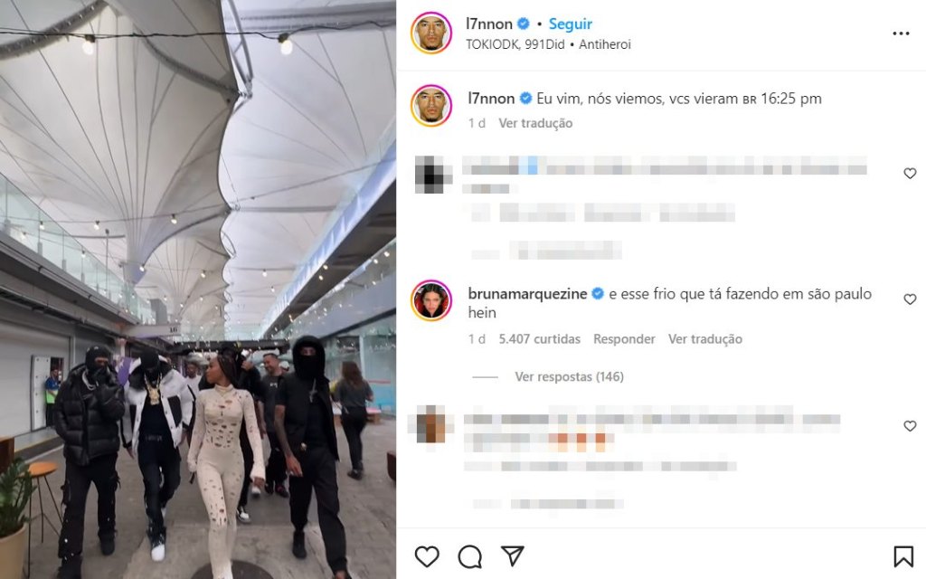 Bruna Marquezine deixa comentário em vídeo de cantor e fãs pedem por namoro