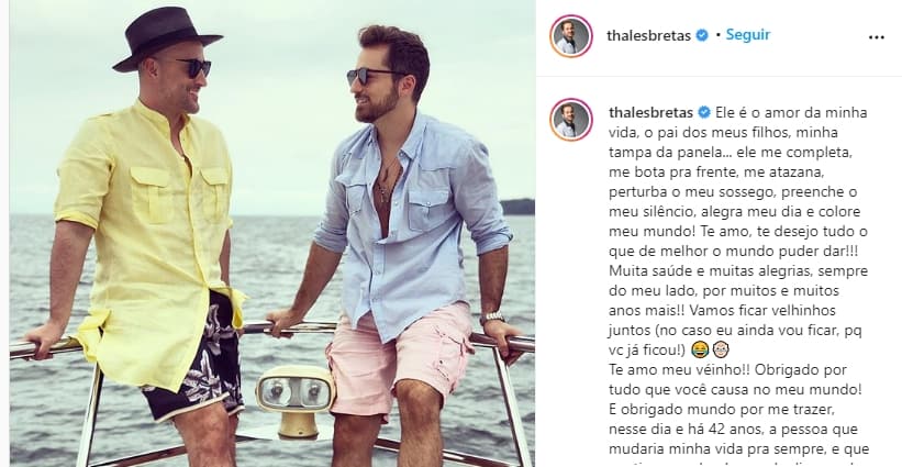 Paulo Gustavo e marido, Thales Bretas (Reprodução/Instagram)