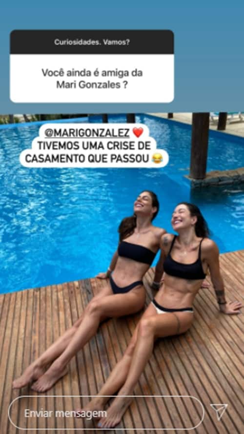 Mari Gonzalez e Gabriela Pugliesi nos Stories (Foto: Reprdução/Instagram)