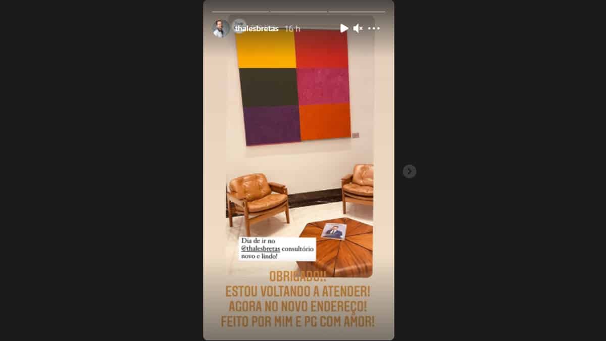 Thales Bretas mostrou novo consultório pensado junto com Paulo Gustavo (Foto: Reprodução/Instagram)