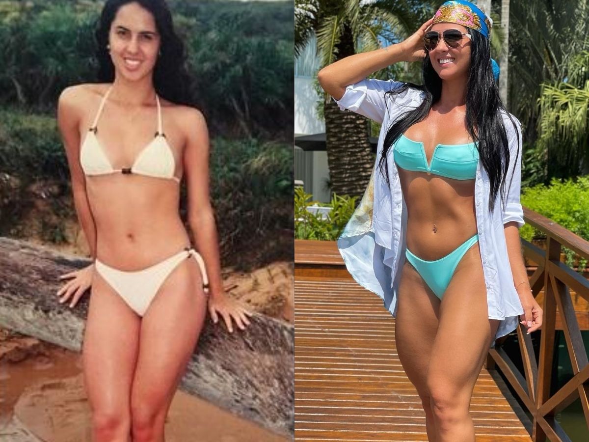 Graciele Lacerda antes e depois da vida fitness