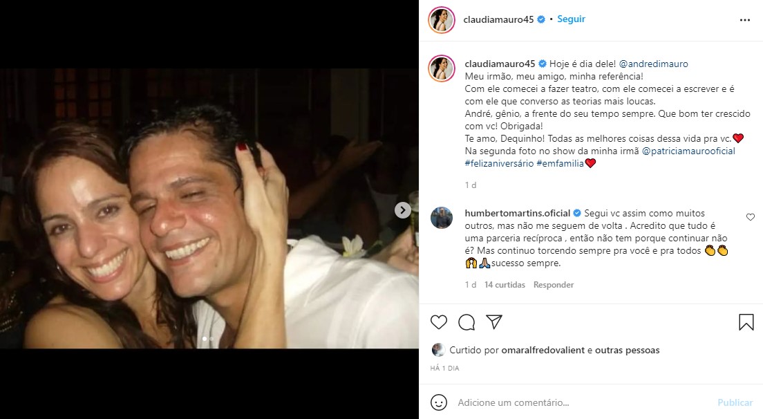 Humberto Martins reclamou com Cláudia Di Mauro em rede social (Foto: Reprodução/Instagram)