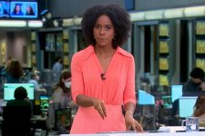 Maju Coutinho em seu último dia no Jornal Hoje; apresentadora saiu definitivamente (Foto: Reprodução/TV Globo)