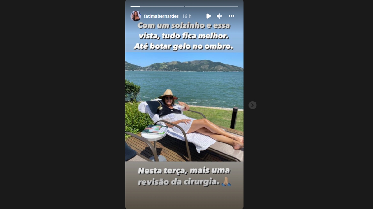 Fátima Bernardes se recupera após cirurgia (Foto: Reprodução/Instagram)