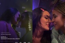 Kerline Cardoso e Kéfera se beijaram em festa (Reprodução)