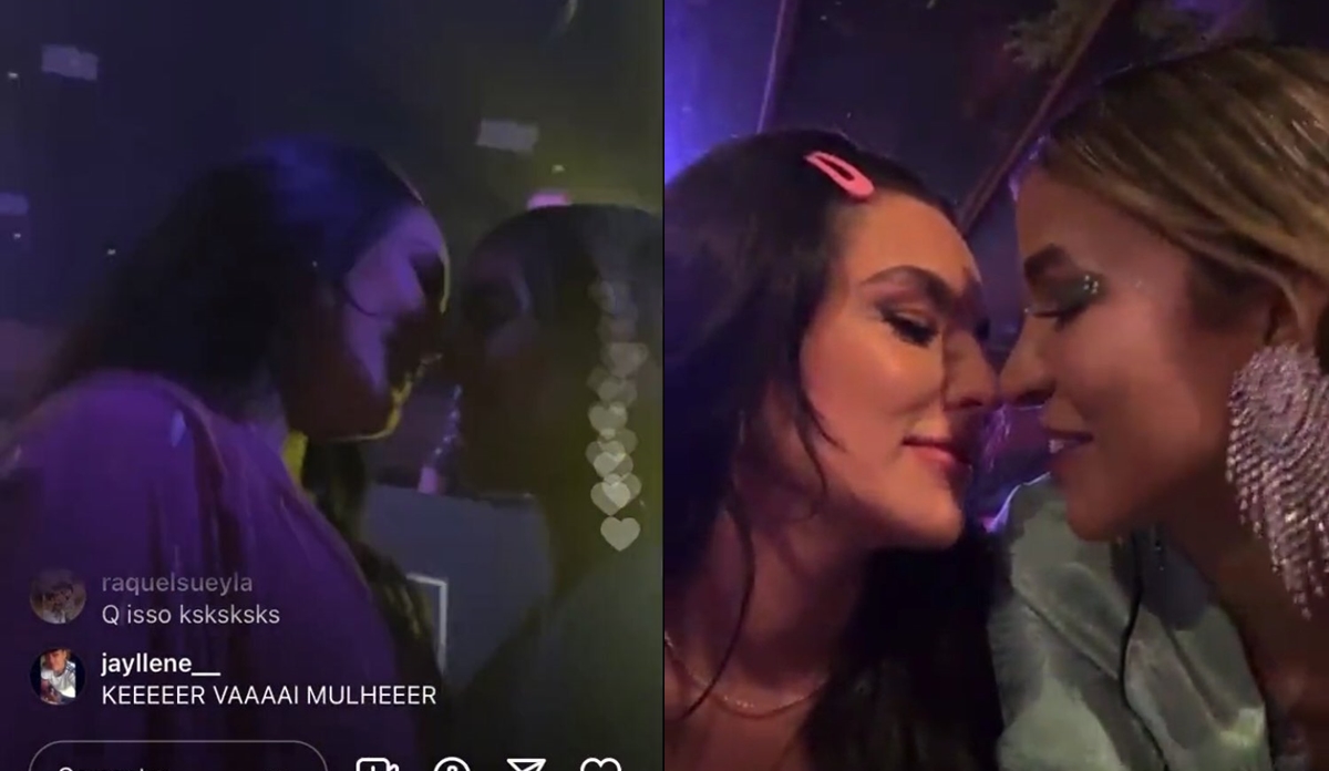 Kerline Cardoso e Kéfera se beijaram em festa (Reprodução)