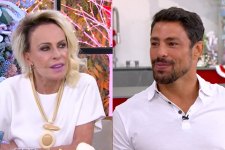 Ana Maria Braga deixou Cauã Reymond envergonhado ao dar cantada no Mais Você (Foto: Reprodução/TV Globo)