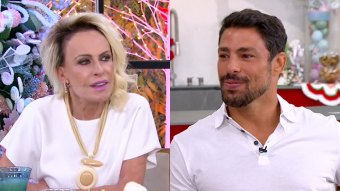 Ana Maria Braga deixou Cauã Reymond envergonhado ao dar cantada no Mais Você (Foto: Reprodução/TV Globo)