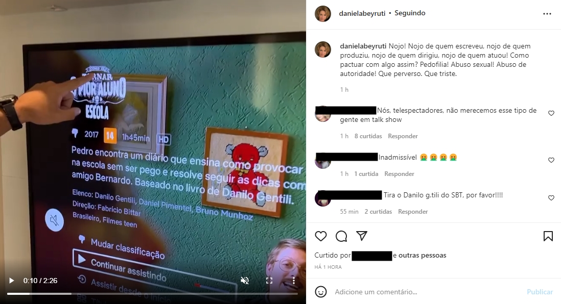 Daniela Beyruti detonou Como Se Tornar o Pior Aluno da Escola, filme de Danilo Gentili (Foto: Reprodução/Instagram)