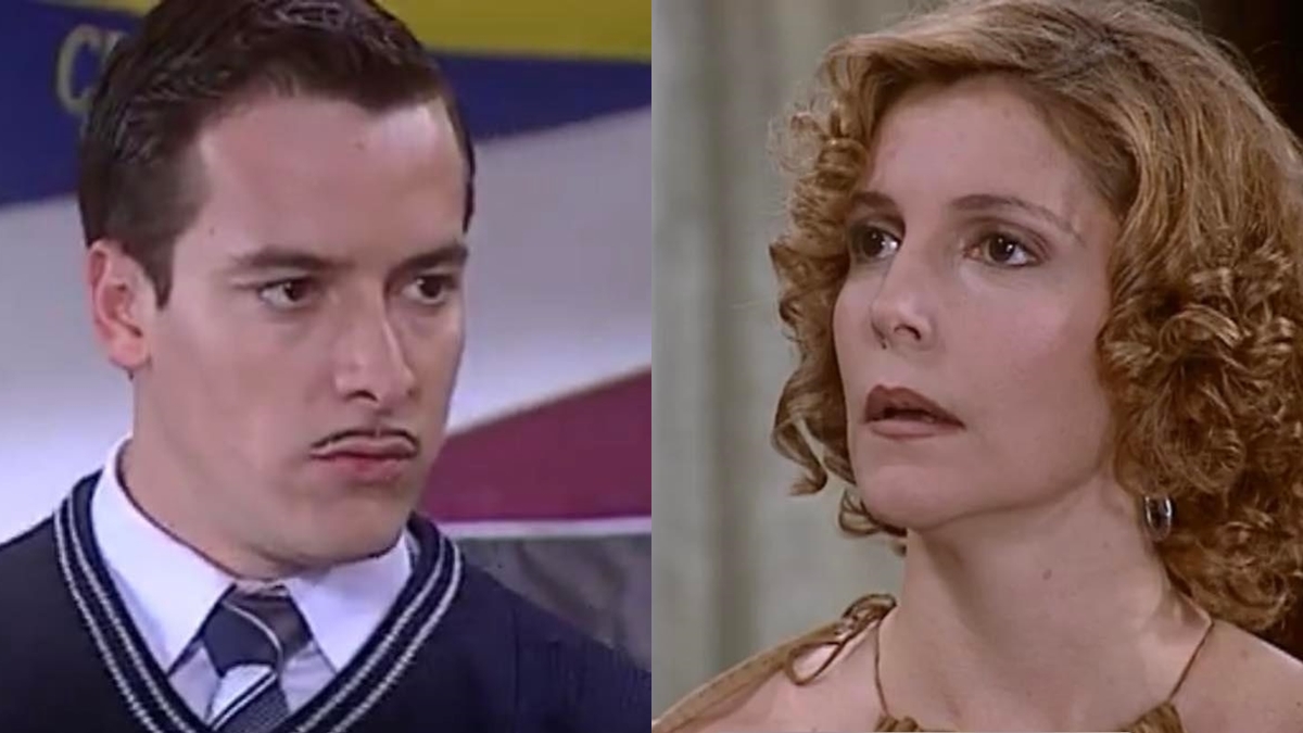 Heitor (Rodrigo Faro) descobre o amante de Dinorá (Maria Padilha) em O Cravo e a Rosa (Foto: Reprodução/TV Globo)