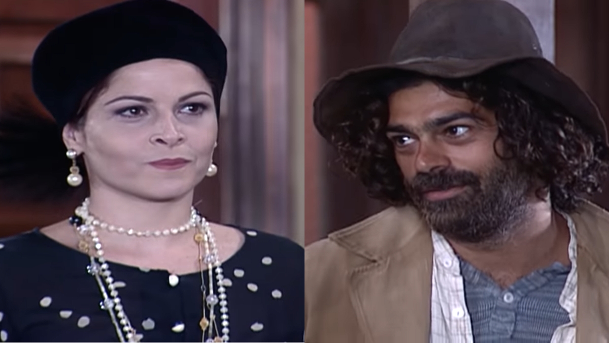 Marcela (Drica Moraes) e Petruchio (Eduardo Moscovis) em cena de O Cravo e a Rosa (Foto: Reprodução/TV Globo)