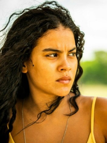 Atriz Bella Campos como Muda, na novela Pantanal (Reprodução/TVGlobo)