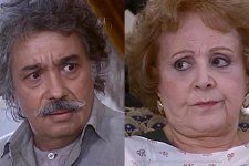Calixto (Pedro Paulo Rangel) pressiona Josefa (Eva Todor) em O Cravo e a Rosa (Foto: Reprodução/TV Globo)