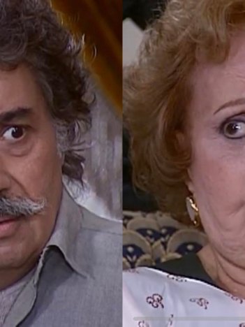 Calixto (Pedro Paulo Rangel) pressiona Josefa (Eva Todor) em O Cravo e a Rosa (Foto: Reprodução/TV Globo)
