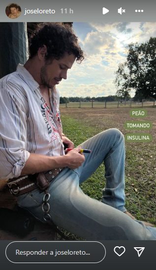 José Loreto nos bastidores de Pantanal (Reprodução/Instagram)