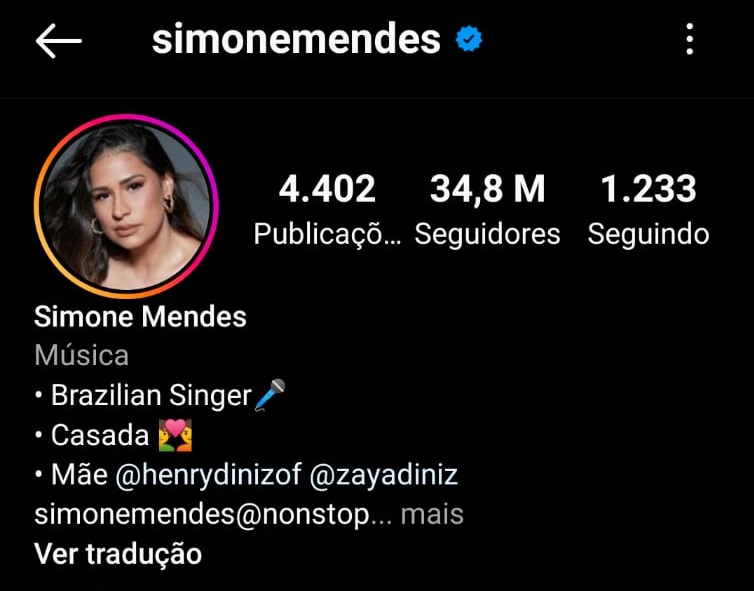 Simone altera o seu nome nas redes sociais
