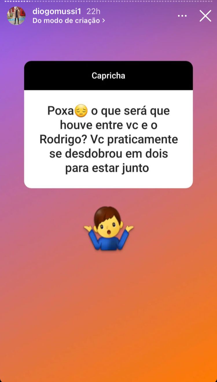 Diogo Mussi fala sobre relação com Rodrigo (Foto: Reprodução/Instagram)