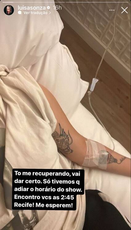 Luísa Sonza é hospitalizada antes de show