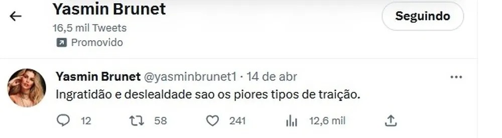 Desabafo de Yasmin Brunet