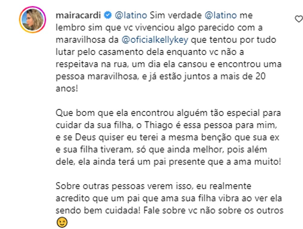 Latino e Maíra Cardi batem boca na web e envolvem Kelly Key 3 Maíra Cardi responde Latino