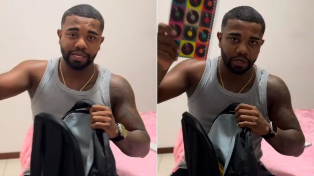 Davi Brito mostra material para início das aulas na faculdade