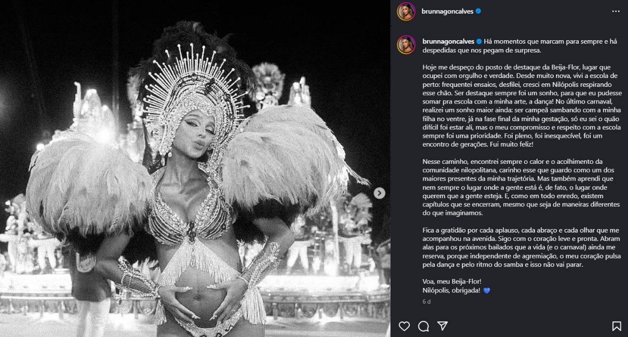 Brunna Gonçalves alfineta Gi Lancellotti e fala sobre saída da Beija-Flor 1 Brunna Gonçalves
