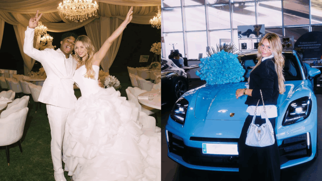 Gabriely Miranda, esposa de Endrick, rebate seguidor após comprar Porsche: ‘chora’ Gabriely Miranda e Endrick