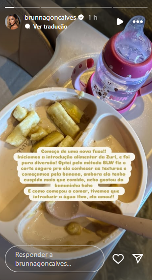 Ludmilla e Brunna Gonçalves iniciam introdução alimentar da filha Zuri 1 print do Instagram de Bruna Gonçalves