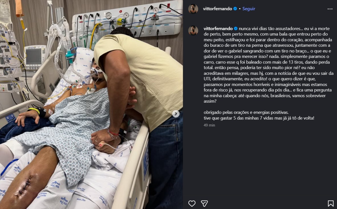 Ator celebra alta da UTI após ser baleado no peito em assalto no RJ 1 Vittor Fernando