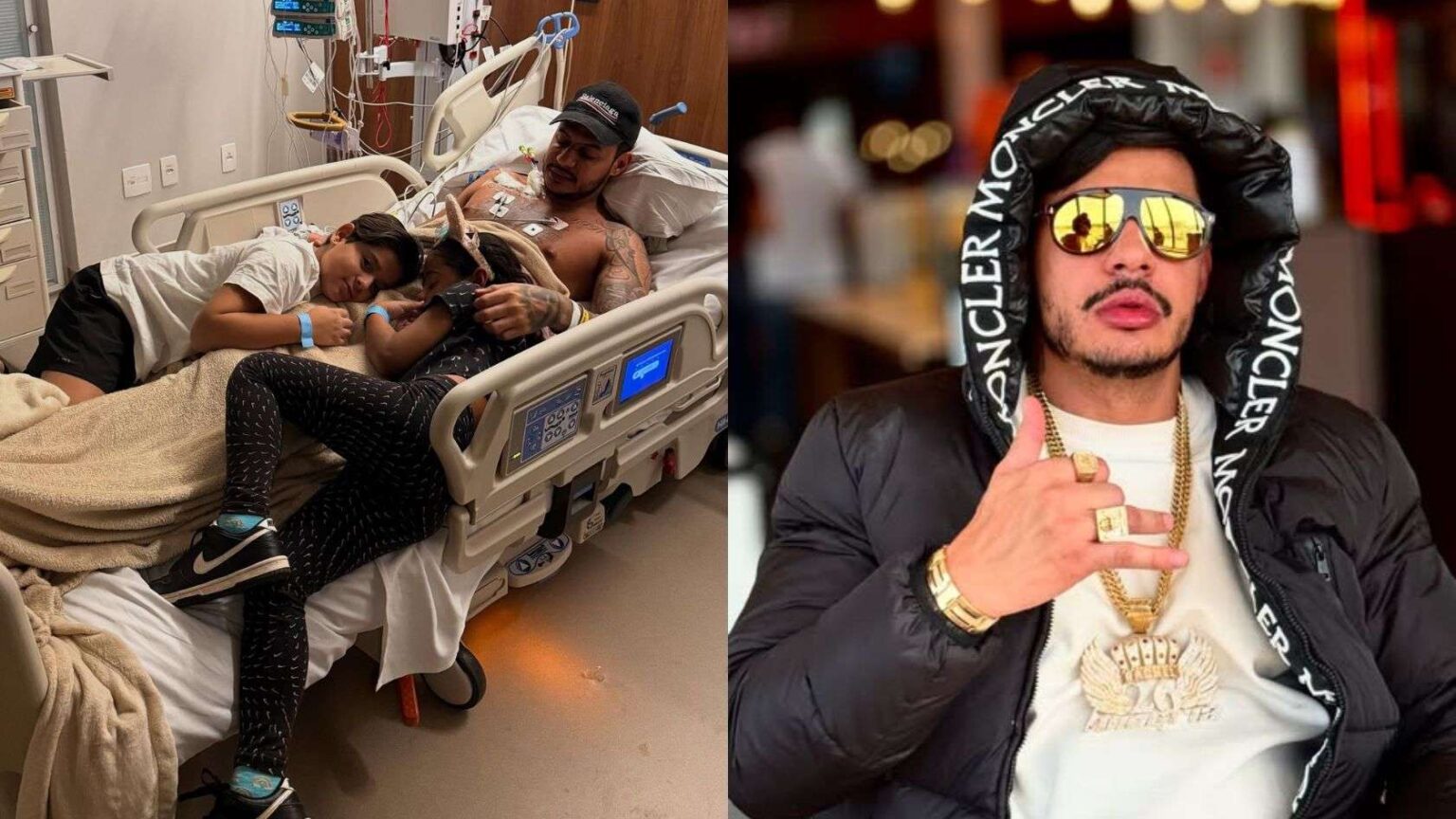 Hungria aparece em foto no hospital com a família e em outra imagem em momento descontraído com roupas de grife