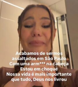 Mirela Janis relata assalto em São Paulo e desabafa: 'Achei que a gente fosse morrer' 1 Print do Instagram de Mirela Janis