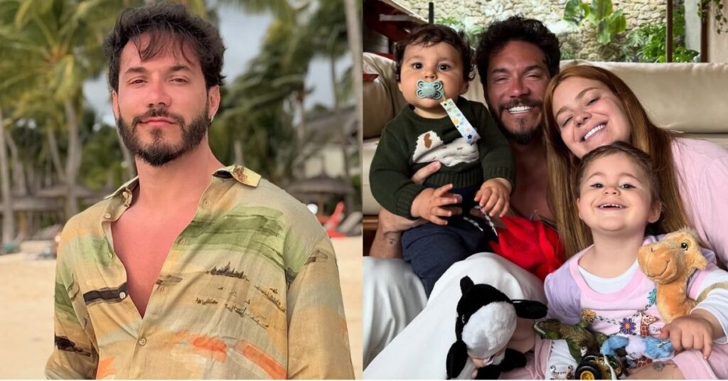 Eliezer em uma praia do lado direito, e do lado esquerdo Eliezer, Viith Tube e os filhos