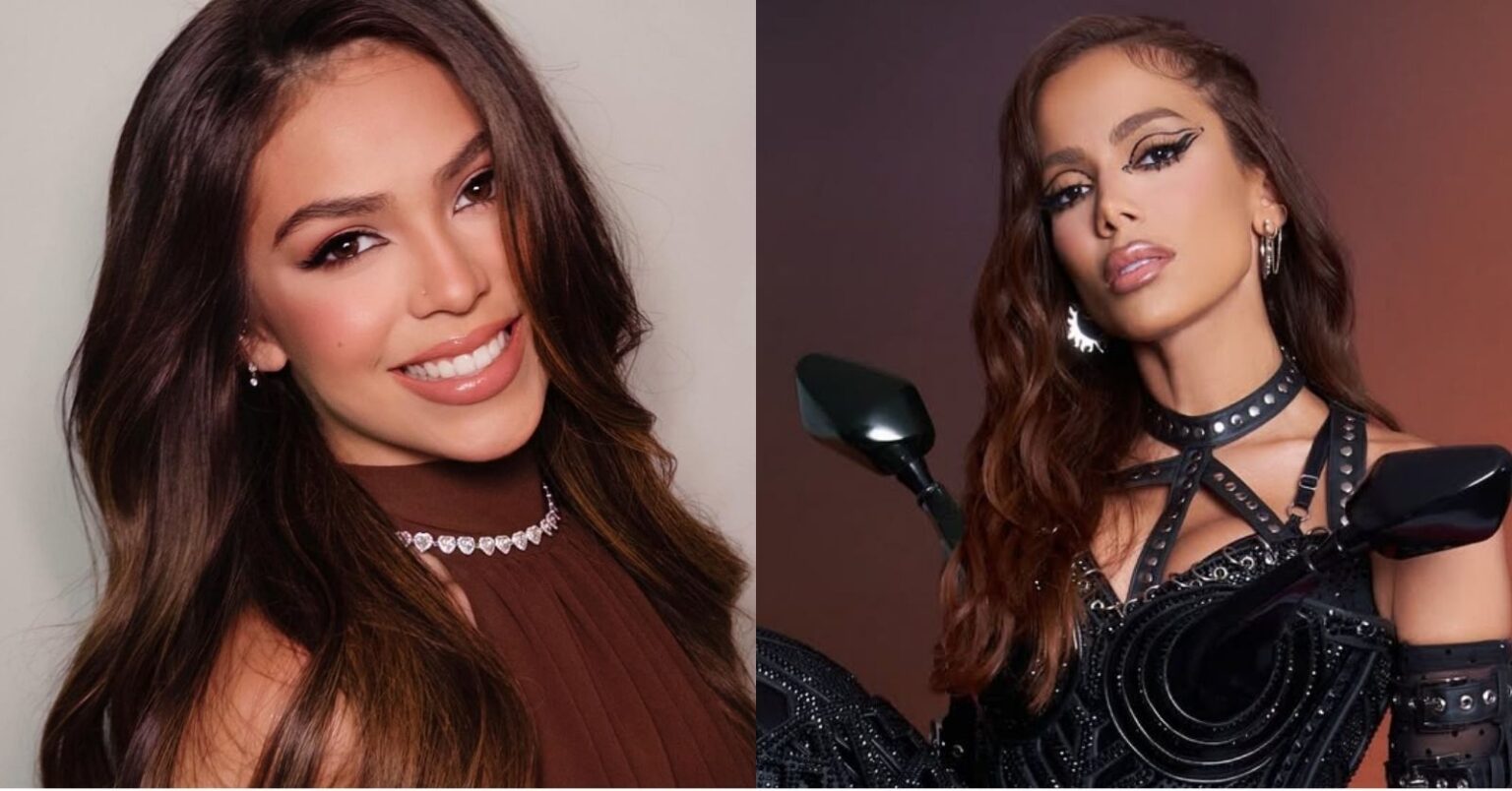 Brigas de fachada: Melody conta a verdade sobre Anitta e anuncia músicas juntas Melody fo lado esquerdo e Anitta do lado direito em montagem