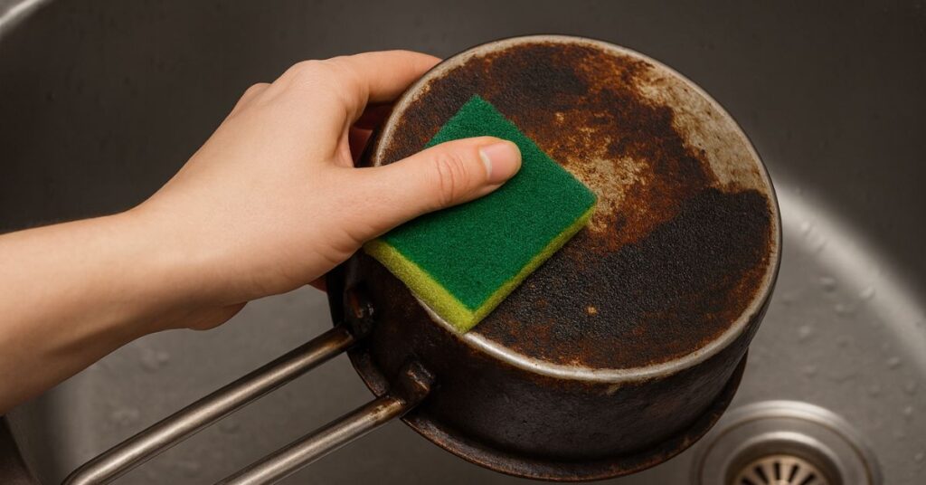 Como recuperar panela queimada usando três ingredientes simples Como recuperar panela queimada usando três ingredientes simples