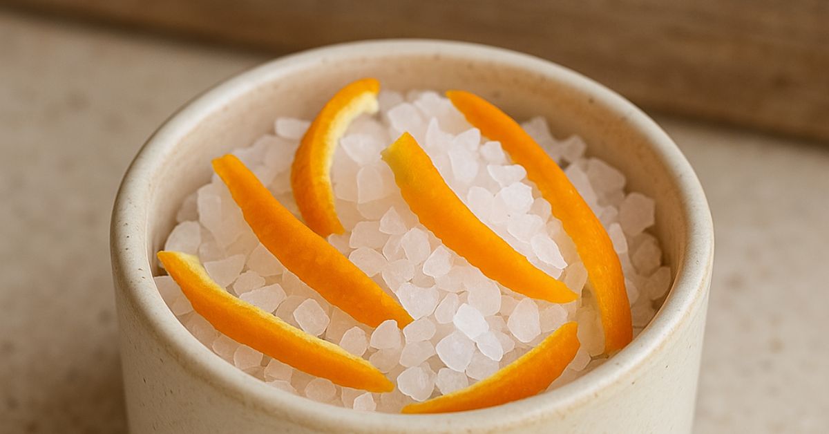 Casca de laranja com sal grosso: o potinho natural que purifica, perfuma e renova o ambiente
