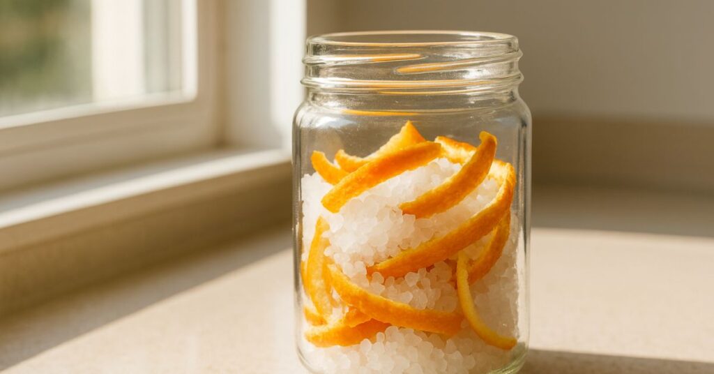 Casca de laranja com sal grosso: o potinho natural que purifica, perfuma e renova o ambiente
