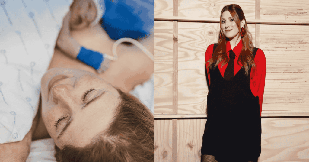 Dani Calabresa exibe o rosto do filho pela 1ª vez: ‘maior presente’ Montagem com duas fotos. À esquerda, Dani Calabresa, mulher, está deitada em leito hospitalar e sorri com os olhos fechados enquanto segura um bebê recém-nascido sobre o peito. À direita, ela posa sorridente diante de parede de madeira, vestindo blusa vermelha, colete preto e gravata, em clima descontraído