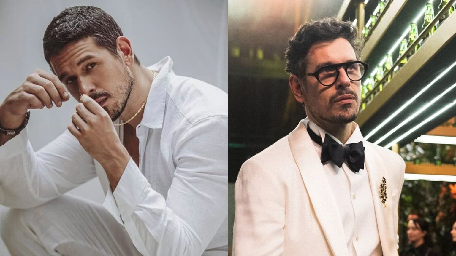 João Vicente de Castro em dois cliques recentes, um em ensaio e outro em evento social, após falar sobre novo romance