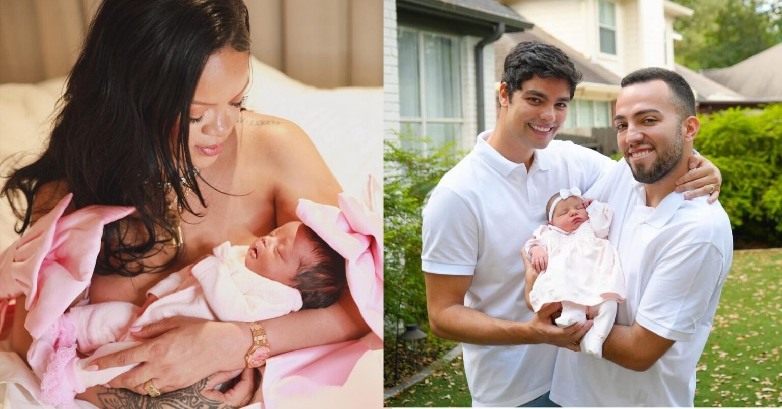 Chegadas que emocionaram: relembre os bebês de famosos que nasceram em 2025 Bebês de famosos que nasceram em 2025: Rihanna aparece com a filha recém-nascida no colo, enquanto Lucas Rangel e Lucas Bley posam com a bebê em registro familiar ao ar livre.