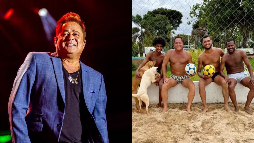 Leonardo exibe shape ao jogar futevôlei após internação