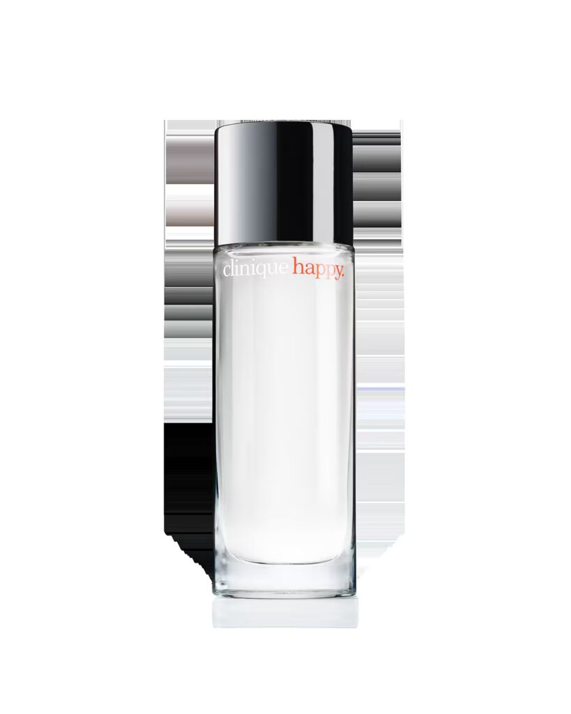 5 perfumes para desacelerar e trazer mais calma ao final do ano 1 Frasco do perfume Happy, da Clinique, com fragrância cítrica e fresca, associado a sensações de leveza e bem-estar no fim do ano.