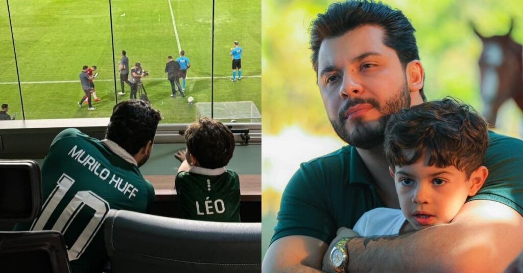 Murilo Huff celebra os 6 anos de Léo, filho com Marília Mendonça; veja Murilo Huff observa partida de futebol ao lado do filho Léo e aparece em outro registro abraçando o menino em momento de carinho