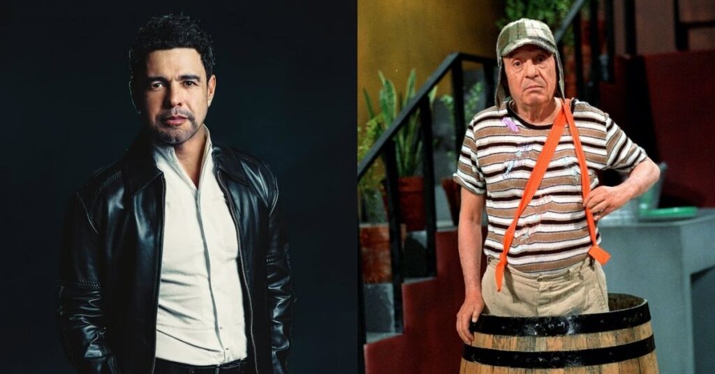 SBT troca especial de Zezé Di Camargo por episódio inédito de Chaves Montagem mostra Zezé Di Camargo em retrato promocional e o personagem Chaves em cena clássica do seriado exibido pelo SBT