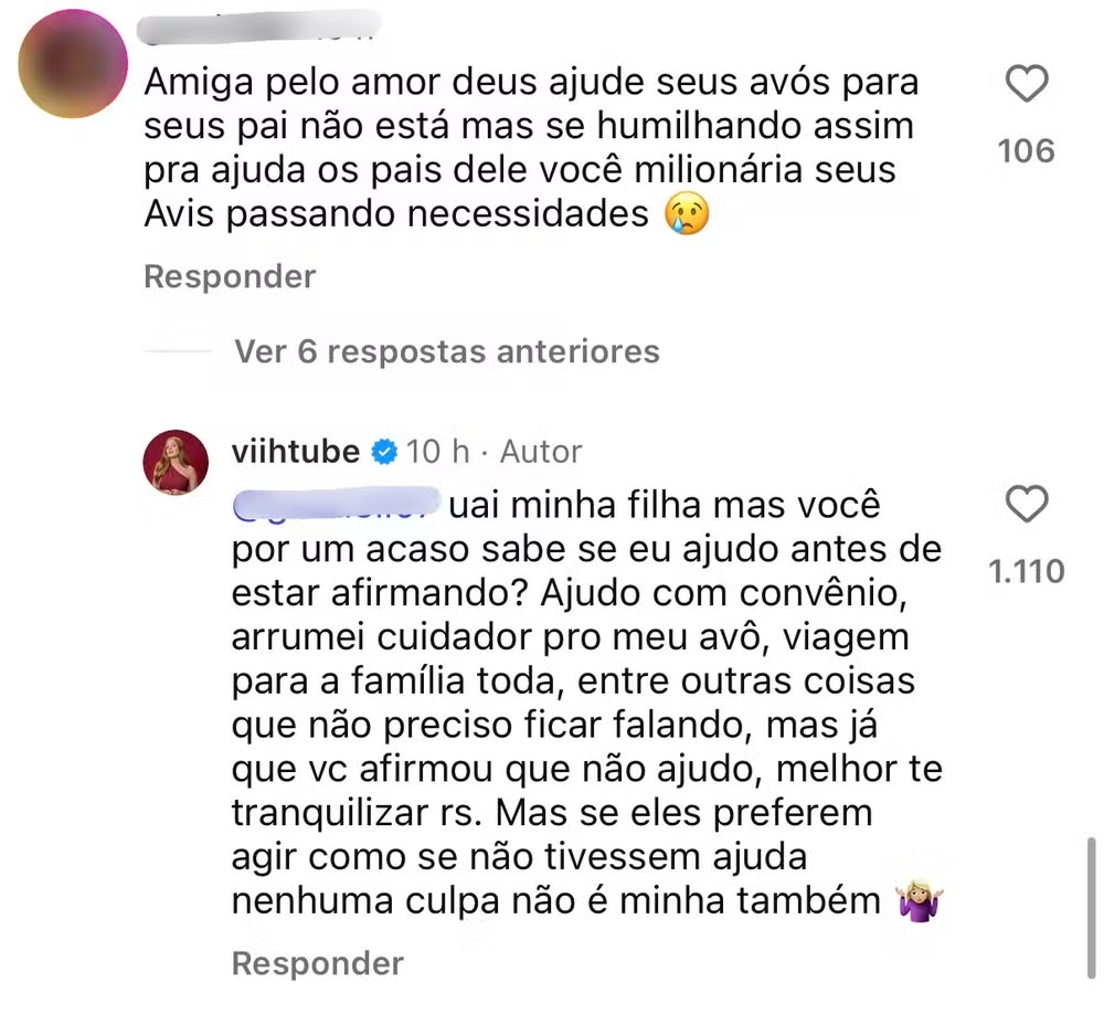 Viih Tube rebate crítica sobre ajudar os avós e se defende nas redes; veja 1 Viih Tube rebate crítica sobre ajudar os avós e se defende nas redes sociais