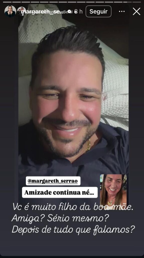 Margareth Serrão ironiza Danilo Nascimento após ser chamada de amiga: ‘sério?’ 1 danilo margareth