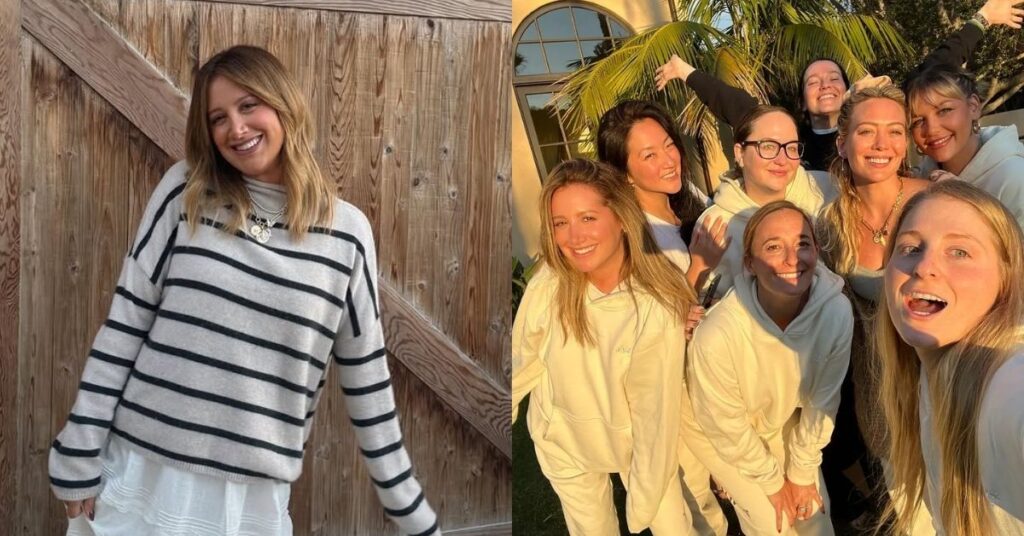 Ex-estrela da Disney expõe grupo de mães tóxico em Hollywood; entenda Ashley Tisdale posa sozinha em foto recente e aparece em registro antigo ao lado de grupo de mães famosas em Hollywood