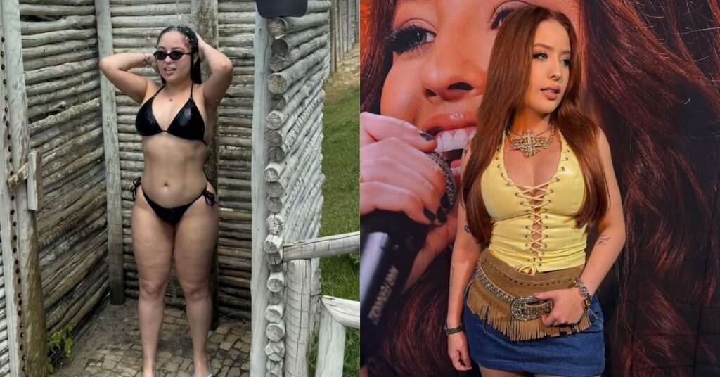 Mari Fernandez revela transformação física após perder 20 kg; veja detalhes Mari Fernandez em montagem de antes e depois mostrando transformação física após perder 20 kg, com imagens de treinos e registros nas redes sociais.