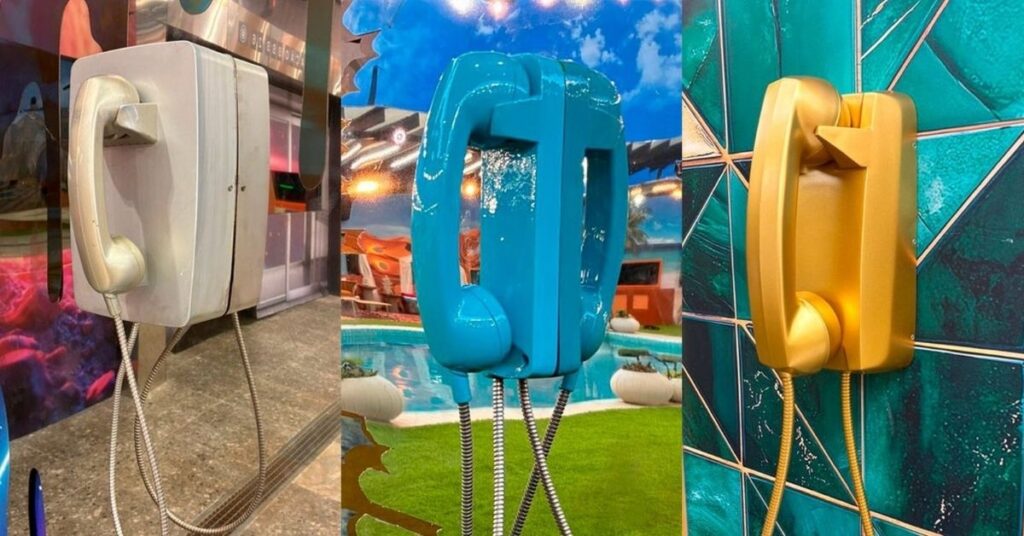 Telefones do Big Fone do BBB 26 espalhados pela casa, responsáveis por indicar dois participantes ao Paredão