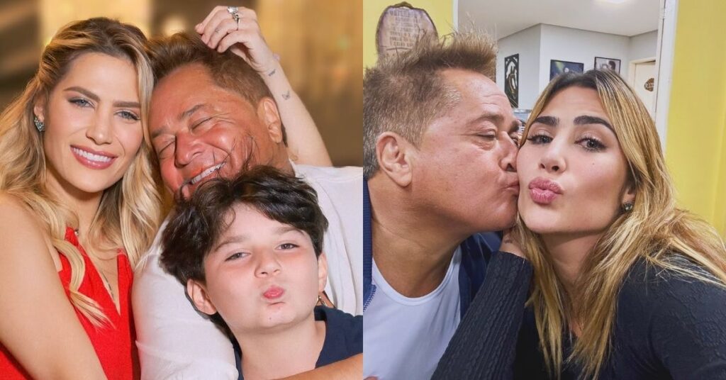 Jéssica Costa posa ao lado do pai, o cantor sertanejo Leonardo, em foto de família publicada nas redes sociais