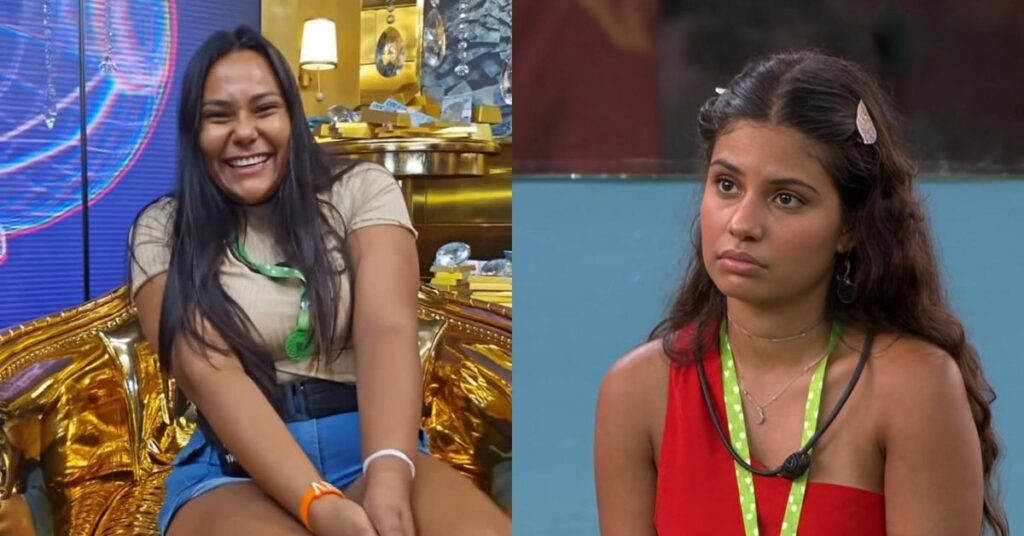 Aliadas do Quarto Branco, Chaiany e Gabriela têm primeira briga no BBB 26 Montagem com fotos individuais de Chaiany e Gabriela no BBB 26